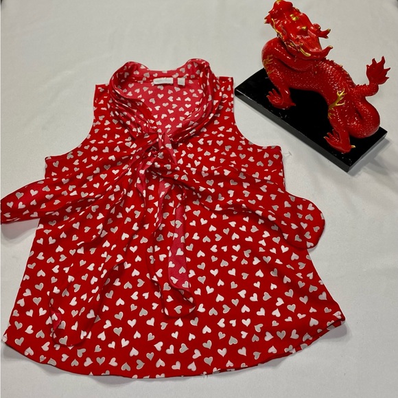 Blouse Red and White Love Hearts Valentines festive top - Picture 3 of 16